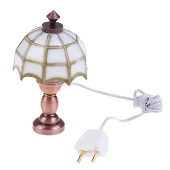 

Miniature Desk Table Lamp 12 Volt Working Light Dollhouse Accessories 1:12 Doll House Mini White Table Lamp
