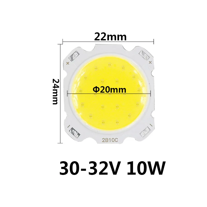 10 шт. в партии, 3W, 5 Вт, 7 Вт, 10 Вт, светодиодный COB светильник, лампа на плате, высокая мощность, светодиодный светильник-чип, точечный светильник, светильник - Испускаемый цвет: 10W 28mm 10pcs