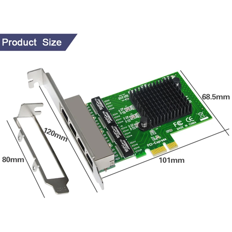 Сетевая карта 4 портовая гигабитная Ethernet 10/100/1000 м PCI E Express в гигабитную сетевую