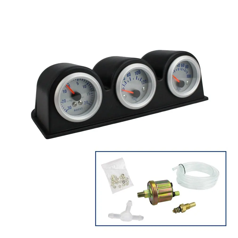 

2 Inch 52MM Durable Use Triple gauge kit Turbo boost Water Temperature Oil Pressure Gauge Car meter Supplies