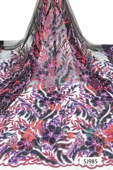 

top quality newest style embroidery net tulle mesh lace fabric with flower JOY-31633 french style seuqins lace for party dress