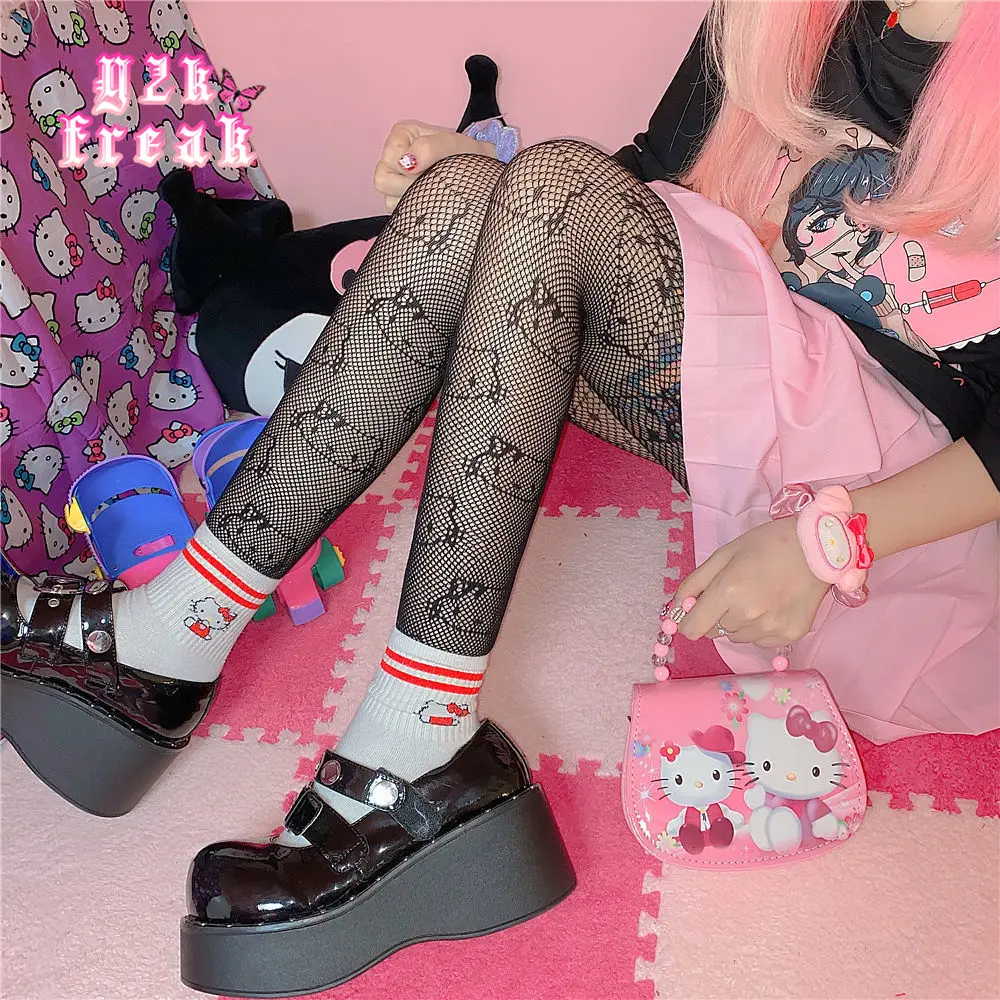 Y2k Kawaii Socks Thigh High Fishnet 