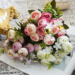 1 пучок Искусственные цветы розы декоративные Вечерние шелковые поддельные почки для домашний Декор отеля DIY Свадебные украшения венок