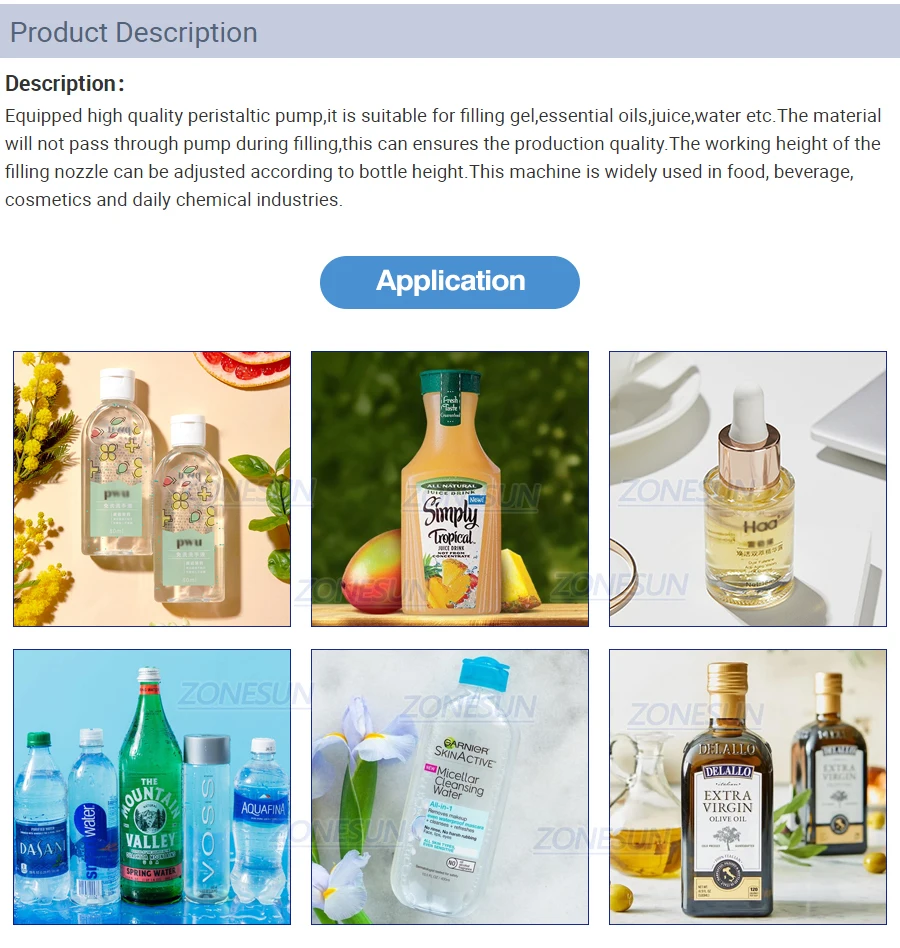 ZONESUN ZS-DTPP4E Пневматическая автоматическая машина для наполнения жидкостью с 4 насадками Лосьон Глазные капли Сок Масло Гелевый наполнитель Перистальтический насос 