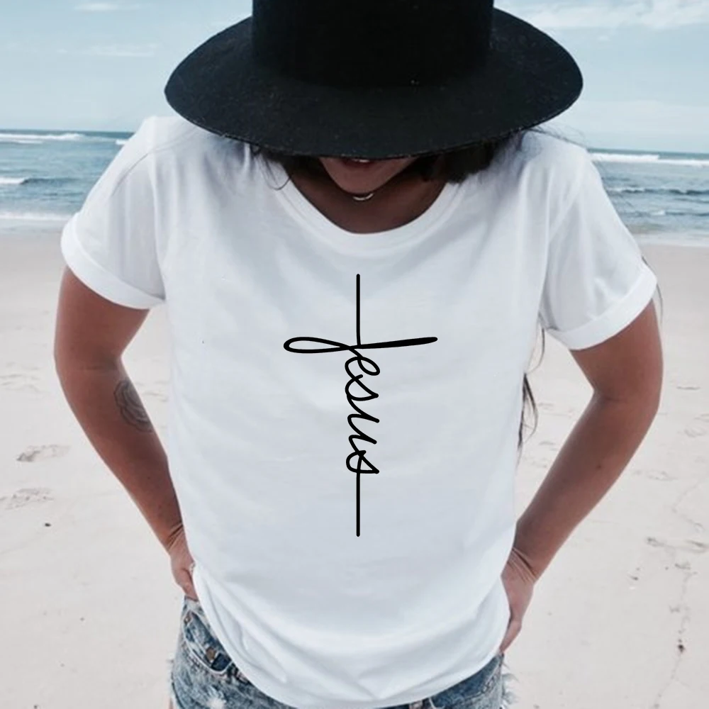 Faith Tshirt Cross Jesus Tees Tops Christian Shirt Women Fashion Tshirt Baptism Church Bride Esthetic Tumblr T Shirt 1