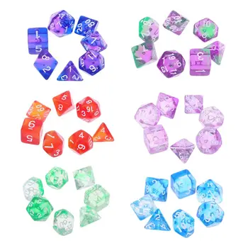 

7pcs Transparent Sided Dice D4 D6 D8 D10 D12 D20 Dungeons & Dragon D&D RPG Poly Table Board Game Set