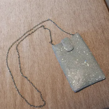 

Ins Super Flash Rhinestone Mobile Phone Bag Women Bag Chain Diagonal Bag Small Change Bag Ladies Hand Bags