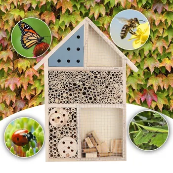 

Beekeeping Insect Bee House Wood Bug Room Hotel Shelter Garden Decoration Nests Box Bee House Beekeeper Feeding House BeeBox O