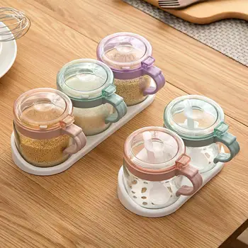 

2/3Pcs Set Glass Spice Jars Seasoning Box Spice Container Box Set Salt Pepper Storage Container Kitchen Cruet BBQ Spice Bottle