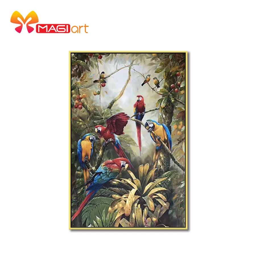 

Cross stitch kits Embroidery needlework sets 11CT water soluble canvas patterns 14CT Animal Parrots in the forest-NCMA053