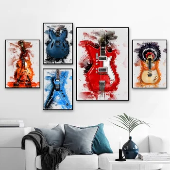 

Dave Grohl David Bowie Famous Singer's Guitar Watercolor Art Canvas Poster Home Wall Decor (No Frame)