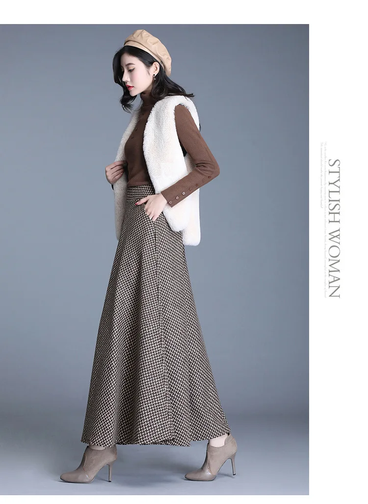 Женская юбка faldas mujer moda jupe femme длинная юбка осень и зима шерстяные юбки маятник