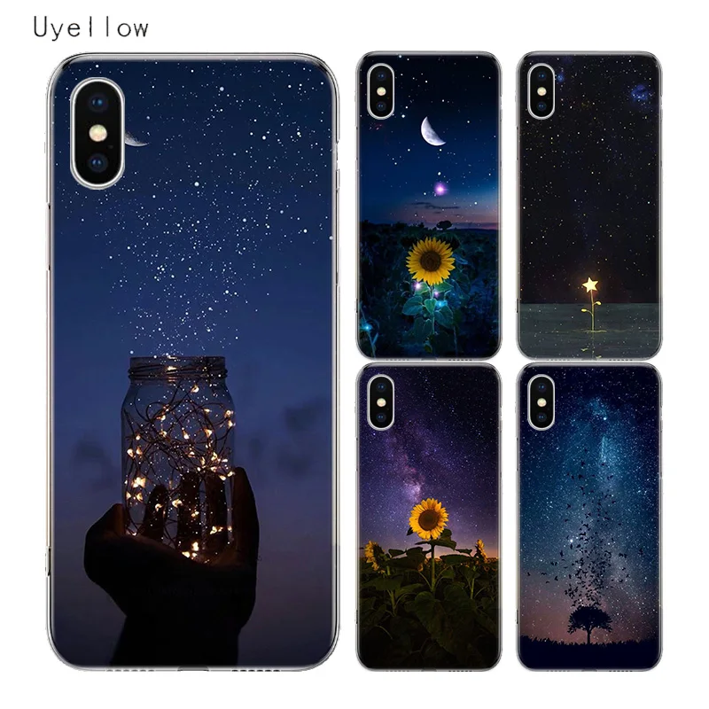 

Uyellow Starry landscape Trend Cover For Iphone 5 6S 7 8 10 Plus Silicone Soft Phone Case For Apple X XR XS MAX Coque Shell