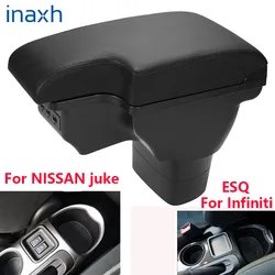 Reposabrazos para NISSAN juke, caja de almacenamiento de detalles interiores, piezas de reequipamiento, USB, para Infiniti ESQ, 2010 2019