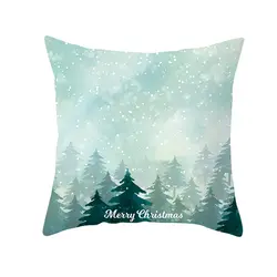 Рождественская декоративная подушка, чехол для домашнего декора, удобная Снежная сцена, наволочка 45x45 см, праздничный Подарочный чехол для