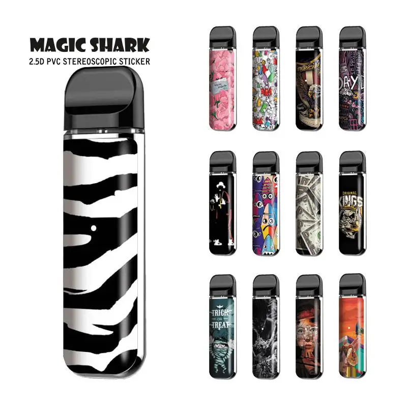 

Magic Shark Mummy Dollar Money Flower Eagle Zera Bumpy PVC E Cigar Pod Vape Case Cover Sticker for Smok Novo