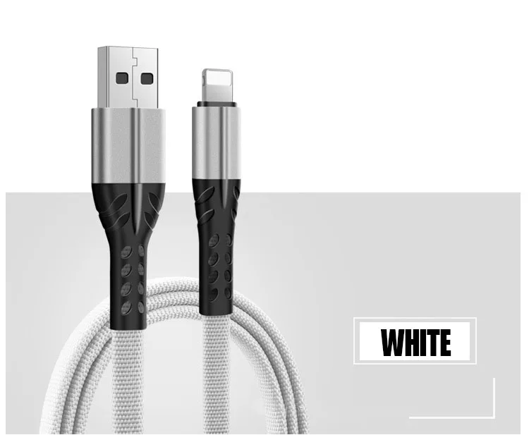 1 м 2 м USB кабель Быстрая зарядка алюминиевый сплав Плетеный плоский 3 а кабель для передачи данных для мобильного телефона для микро-зарядного устройства - Цвет: White