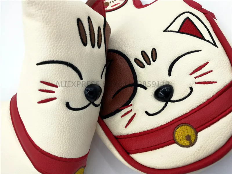 Чехол-клюшка для гольфа Lucky Cat с магнитным замком из искусственной кожи с милым животным молотком или лезвием