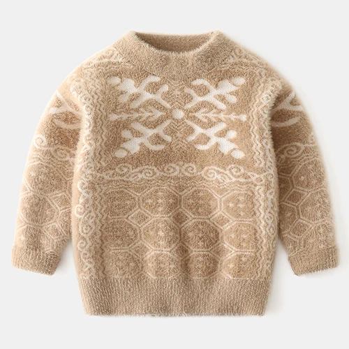 Детский свитер для мальчиков; утепленный детский пуловер; свитер; Осень-зима г.; Новая детская одежда для маленьких мальчиков; повседневная детская одежда с круглым вырезом - Цвет: S