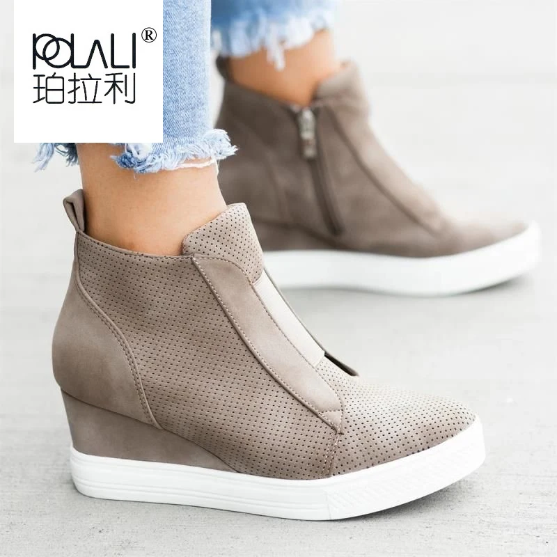 

Women Boots Plus Size 34-43 Fashion Round Toe Ankle Boots Zip Ladies Winter Boot Woman Shoes Black Brown Blue Sneakers Women