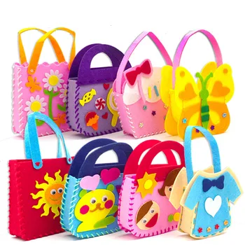 

Cartoon DIY Handbag Non-Woven Fabric Handicraft Toys For Children Handmade Colorful Animal Cloth Mini Bag Sewing Toy Girl Gift