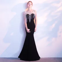 Вечерние платья Robe De Soiree Бисероплетение кисточкой Винтаж велюр платье-Русалка Элегантный пол длина вечернее платье официальное платье LX091