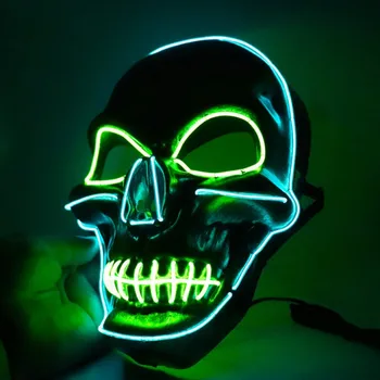 

Costume Props Neon Led Luminous Joker Mask Carnival Festival Light Up EL Wire Mask Skull And Crossbones Festival Mask Halloween