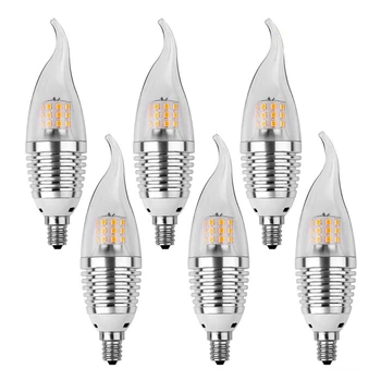 

6pcs LED Candelabra Bulb, Base E12 7W,6000K, LED Candle Bulbs, 60 Watt Light Bulbs Equivalent Incandescent,Non-dimmable, 630 Lum