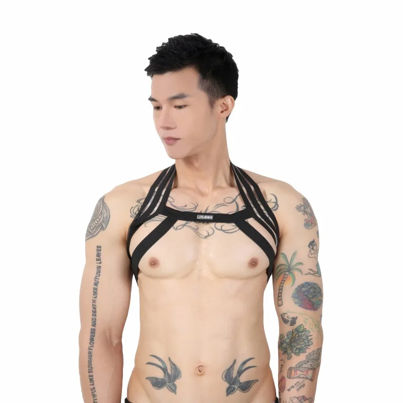 Cosplay&ware Men Halter Neck Nightclub Performance Lingerie Body Chest Harness Bondage Costume Party Hollow Elastic Clothing Super Hot -Zentai shop online H5594665bec5646b9beffeb209f541022n.jpg