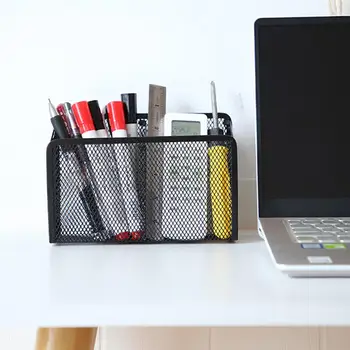 

Simple Stylish Mesh Magnetic 2 Grid Semicircle Pen Stationery Holder Desk Storage Pencil Rack Supply For The Office