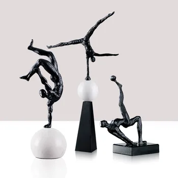 

Nordic Light luxury metal figure crafts Creative home cast iron sports figure table top wine cabinet decoration home decoration