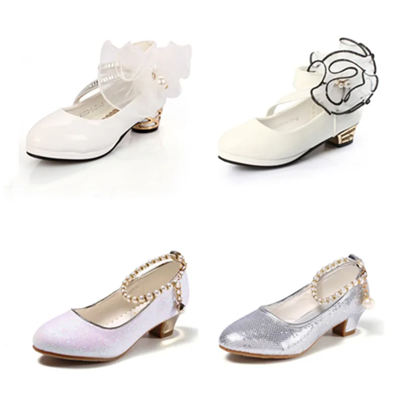 

Children Party Leather Shoes Girl PU High Heel Wedding Flower Kids Shoes For Girls Banquet Dress Princess Shoes Wholesale Prices