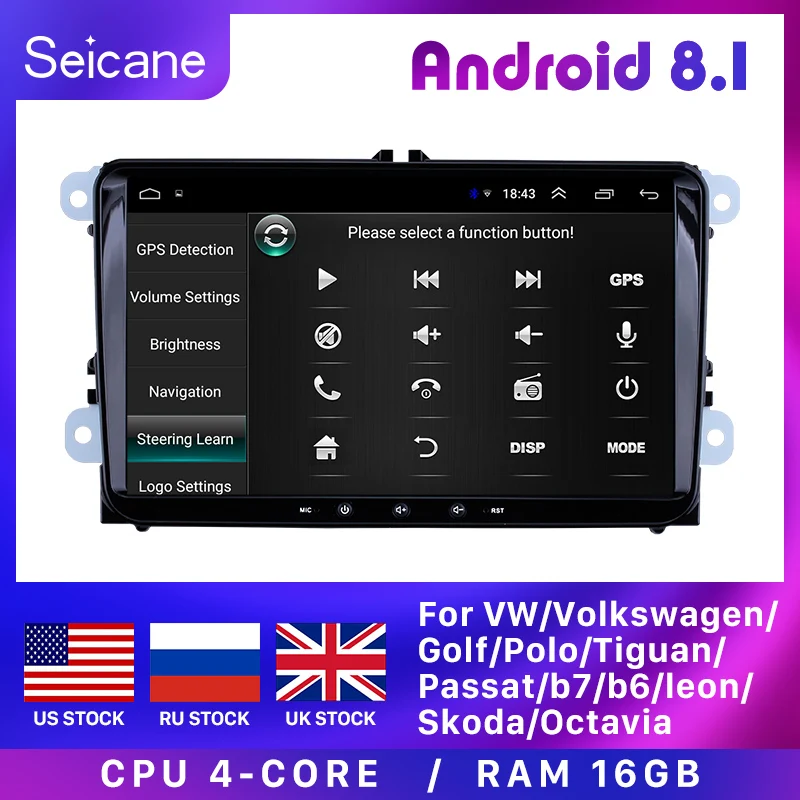 Seicane автомобиль 2Din Android 8 1 HD Авто Радио Navi для VW/Volkswagen/Golf/Polo/Tiguan/Passat/b7/b6/leon/Skoda/Octavia gps