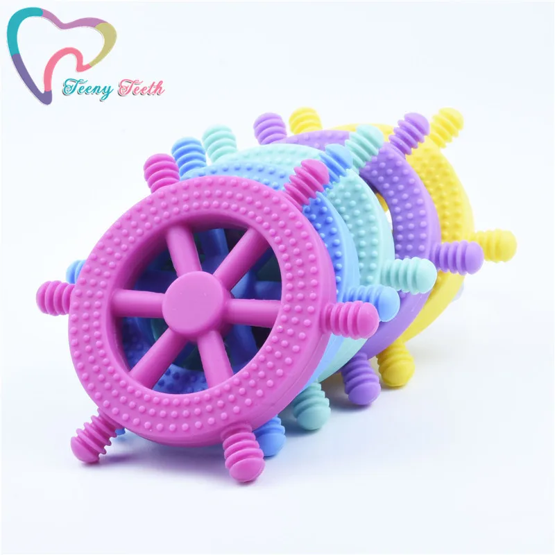 

10 BPA Free Baby Silicone Wheel Teether Cute Chewable Baby Diy Teething Necklace Wheel Pendants Chain Toys Accessory Charms