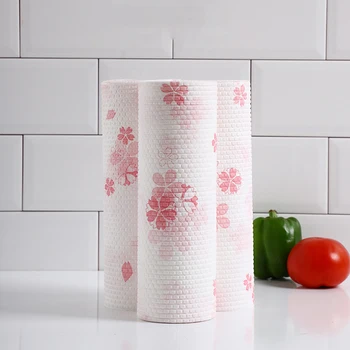 

Home Cleaning Roll Absorbent Printing Multifunctional Kitchen Towel Washable Reusable Hands Wiping Dish Washing Anti Oil Dry Wet