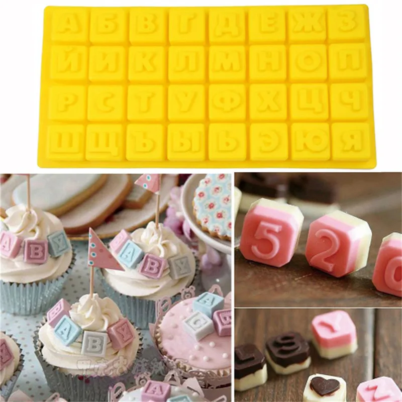 1pcs 3D Russian Alphabet Silicone Mold Fondant Cake Decoration Tools Letters Chocolate Mold Ice Cube Tray Pastry Baking Tools