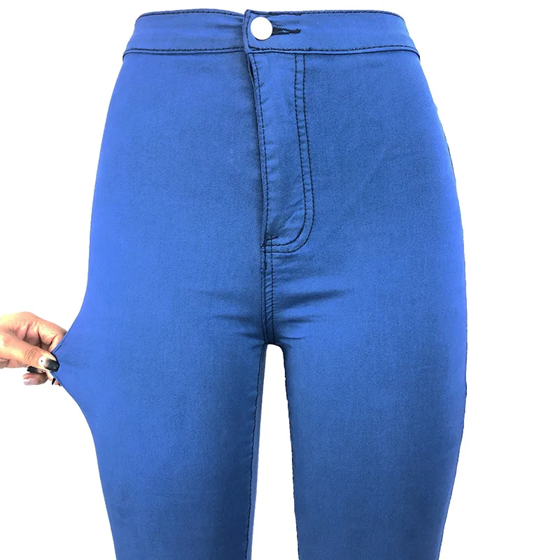 Женские джинсы с высокой талией 2020 Стрейчевые ретро синие колготки удобные
