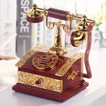 

Music Box Classical Red Telephone Figurine Home Decor Music Box Desktop Jewelry Box Luxurious Gift High Quality Music Box