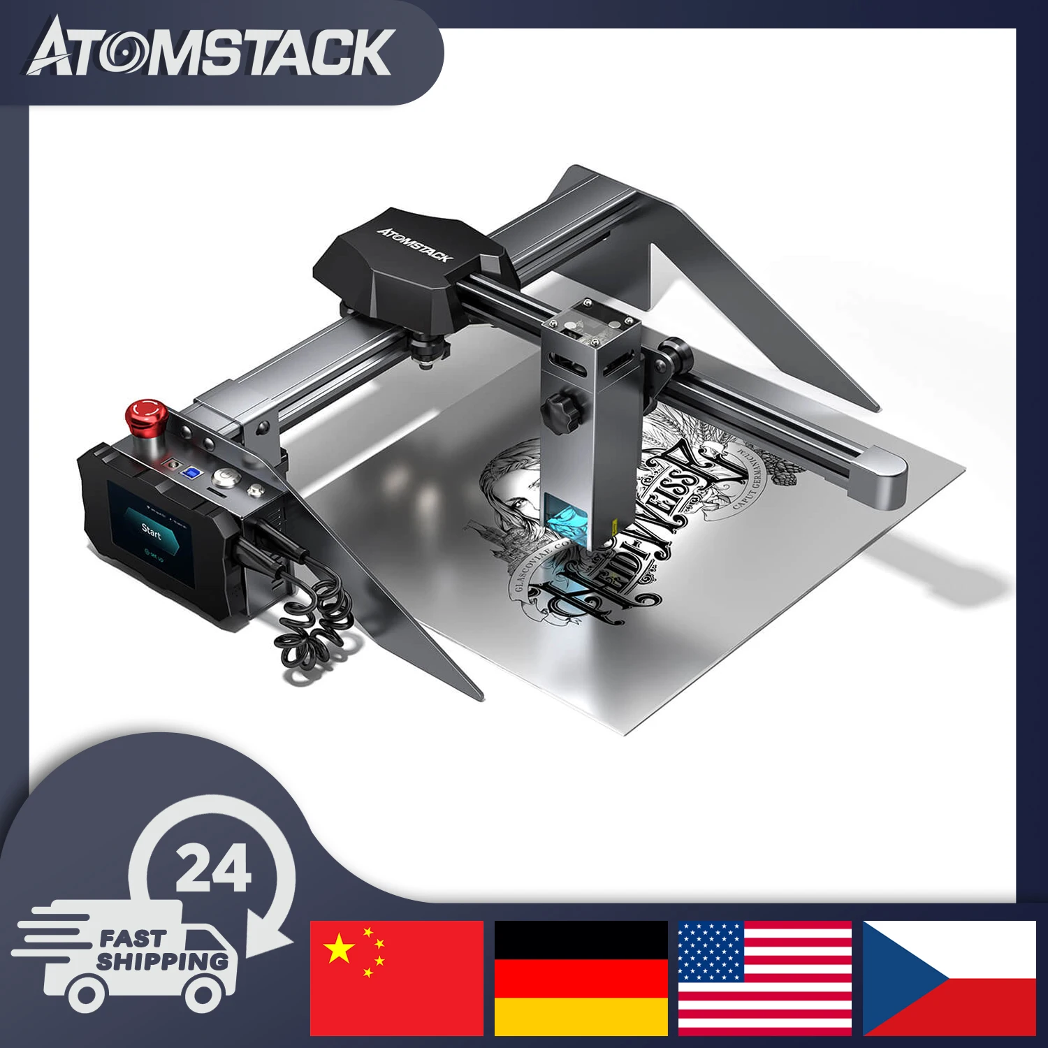 ATOMSTACK P9 M50 50W แบบพกพา Dual เลเซอร์แกะสลัก Mini Cutter Engraving  Machine สำหรับไม้โลหะ32บิตเมนบอร์ดออฟไลน์ Mark