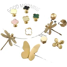 Ztgs perillas de latón de trébol de cuatro hojas, mariposa, libélula, abeja, insecto, pájaro, mango, luz nórdica, Pastoral de lujo, un solo agujero