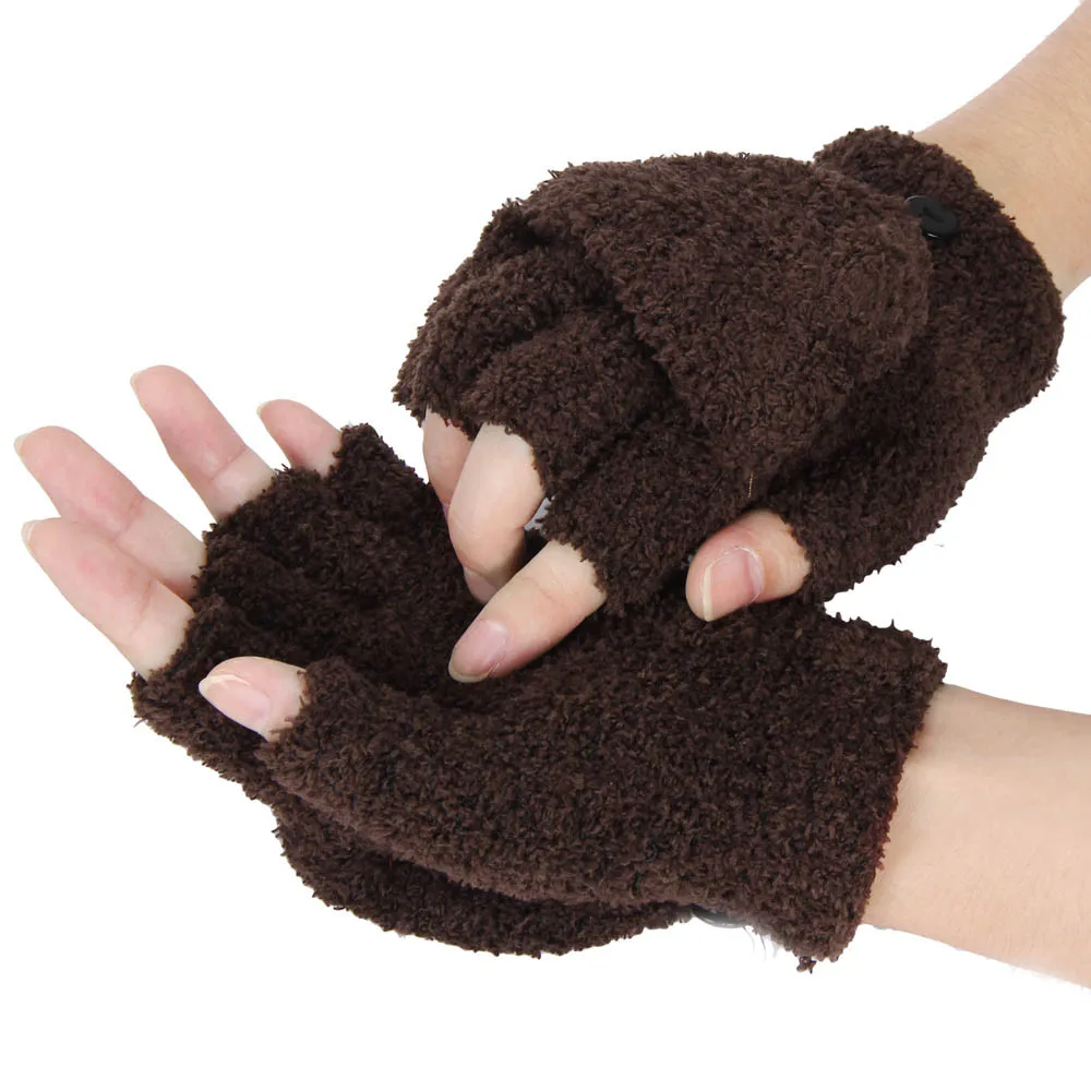 Зимние женские перчатки, модные перчатки для вождения, варежки для девушек и женщин, теплые перчатки без пальцев ручной работы