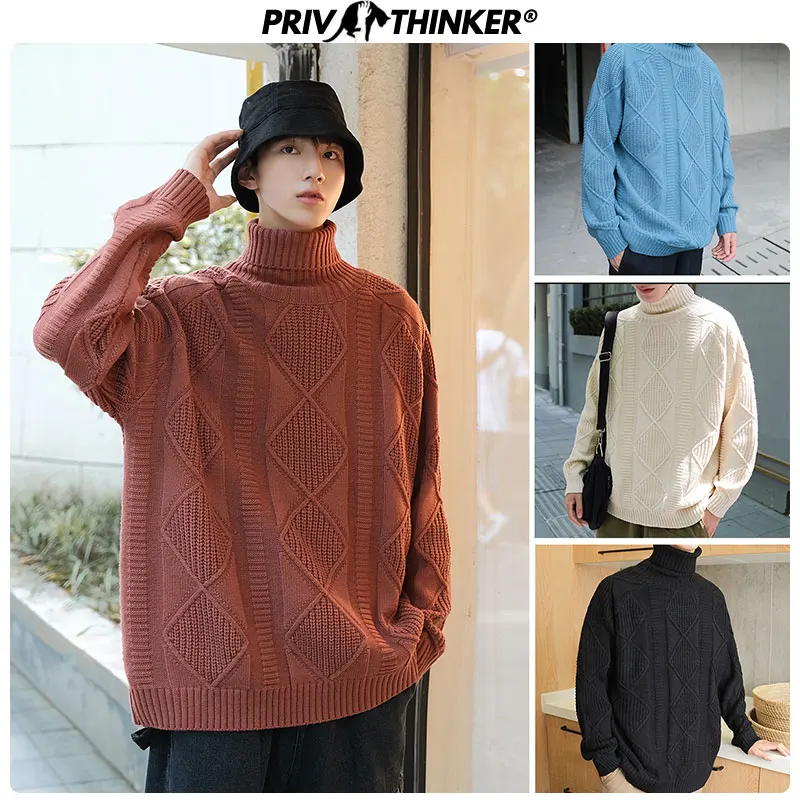 

Privathinker Men 2020 Autumn Winter Pullover Sweater Male Casual Knitted Korean Tops Streetwear Mens Fashion Turtleneck Sweaters