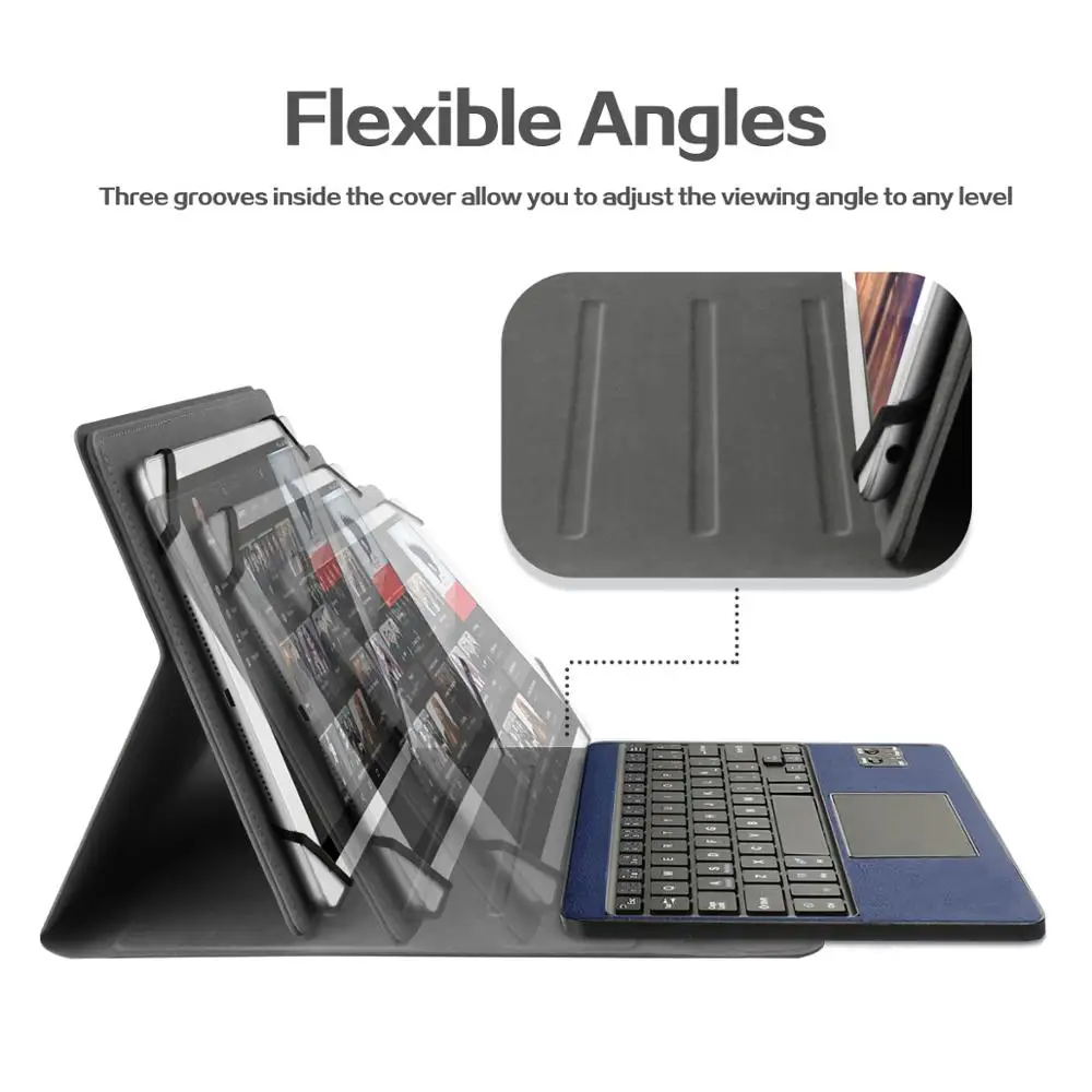 For Samsung Galaxy Tab 4 10.1/Tab S 10.5/Note 10.1 Bluetooth Touchpad Keyboard Folio Case Android Devices 9.7