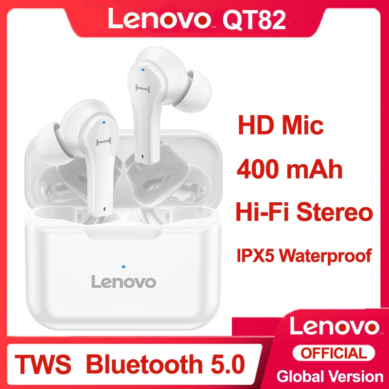 Беспроводные Bluetooth наушники Lenovo QT82 с сенсорным управлением стерео гарнитура HD
