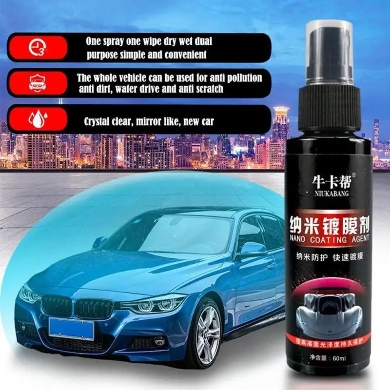 

60ml Car Polish Coating Auto Anti-scratch Spray Type Crystal Plating Liquid Ceramic Coating 9H Car Lacquer Paint Care Tool TSLM1