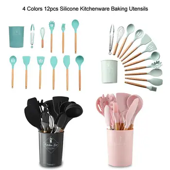 

12pcs Silicone Kitchenware Non-stick Baking Utensils Kitchen Home Cooking Support Dropshipping
