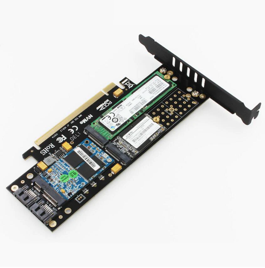 M.2 NVMe SSD NGFF к PCIE X16 адаптер M ключ B Ключ mSATA PCI Express 3,0 NVME M2 SSD m.2 AHCI SATA SSD mSATA 3 в 1 конвертер