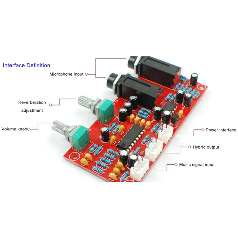 PT2399 цифровой микрофон усилитель доска караоке пластина реверберации предусилитель Reverberator набор компонентов NE5532 DC 12 V-24 V