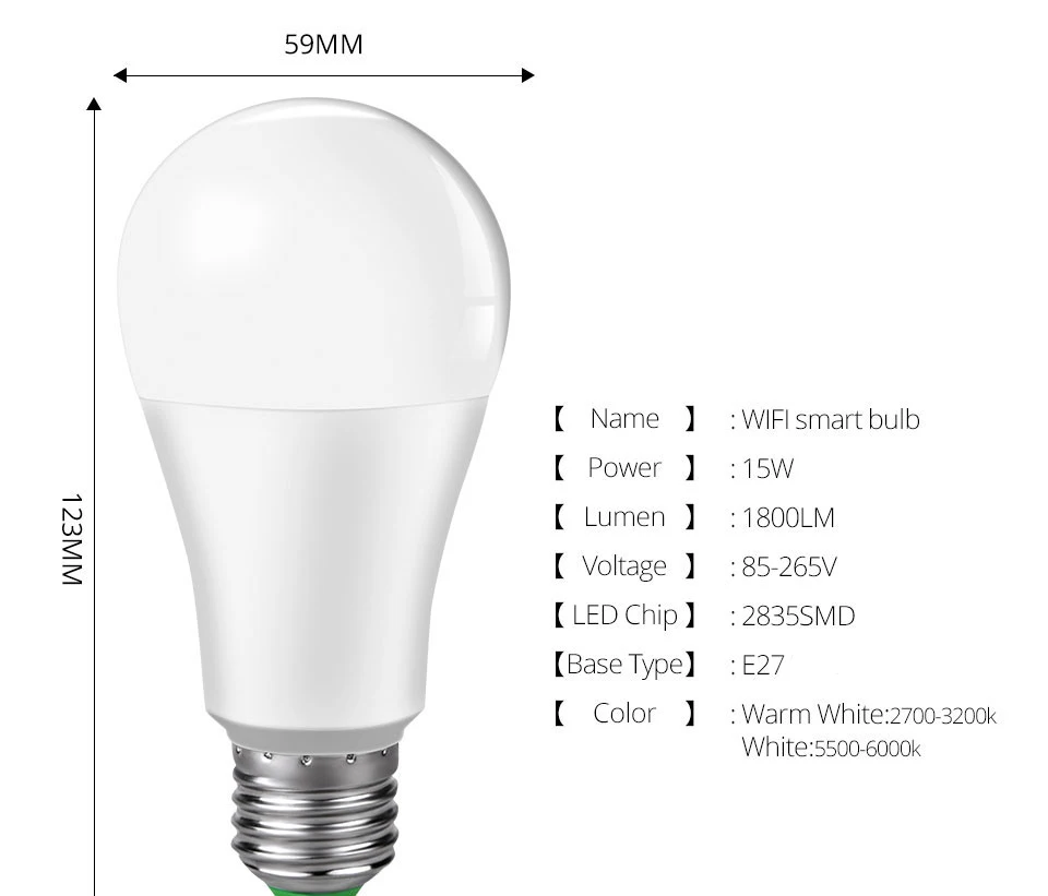 85-265 в E27 светодиодный светильник RGB 15 Вт Bluetooth Wifi приложение управление умная лампа 10 Вт RGBW подсветка rgbww лампа ИК пульт дистанционного управления Домашний Светильник ing