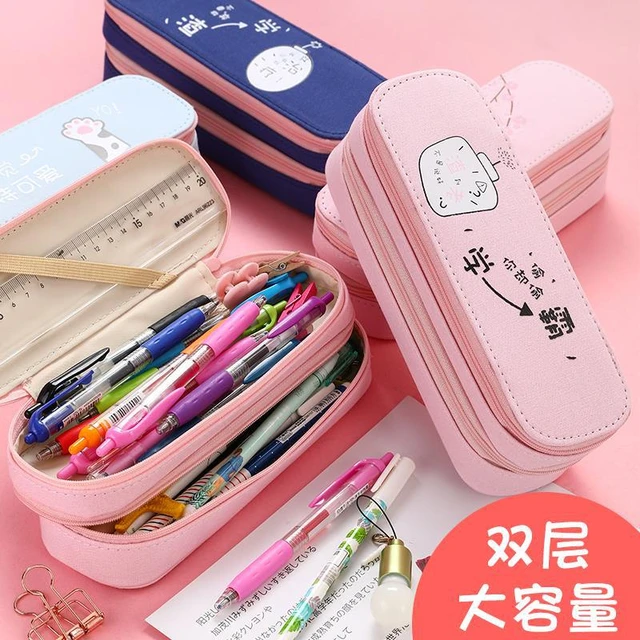 Double Zipper Large Kawaii Pencil Case